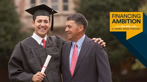 Father and son on convocation day, Financing Ambition Laurel Road Podcast