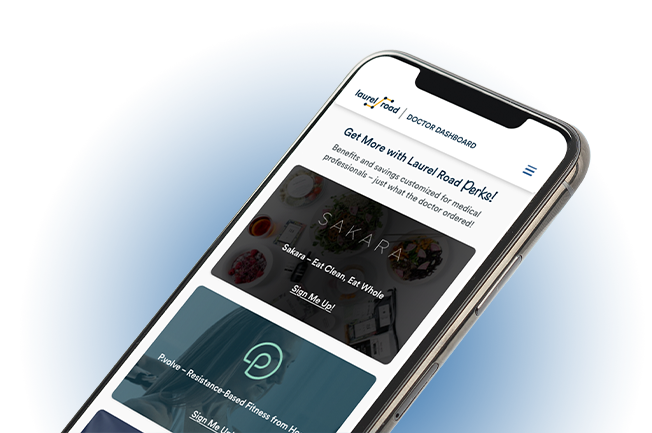 Laurel Road perks for doctors on a mobile device