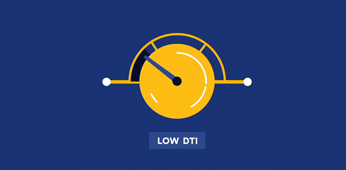 Icon depicting a gauge measuring debt to income ratio, indicating low DTI