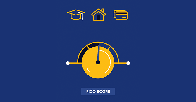 Icon depicting a fico score gauge