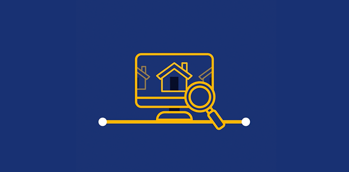 Icon depicting an online search for a new home
