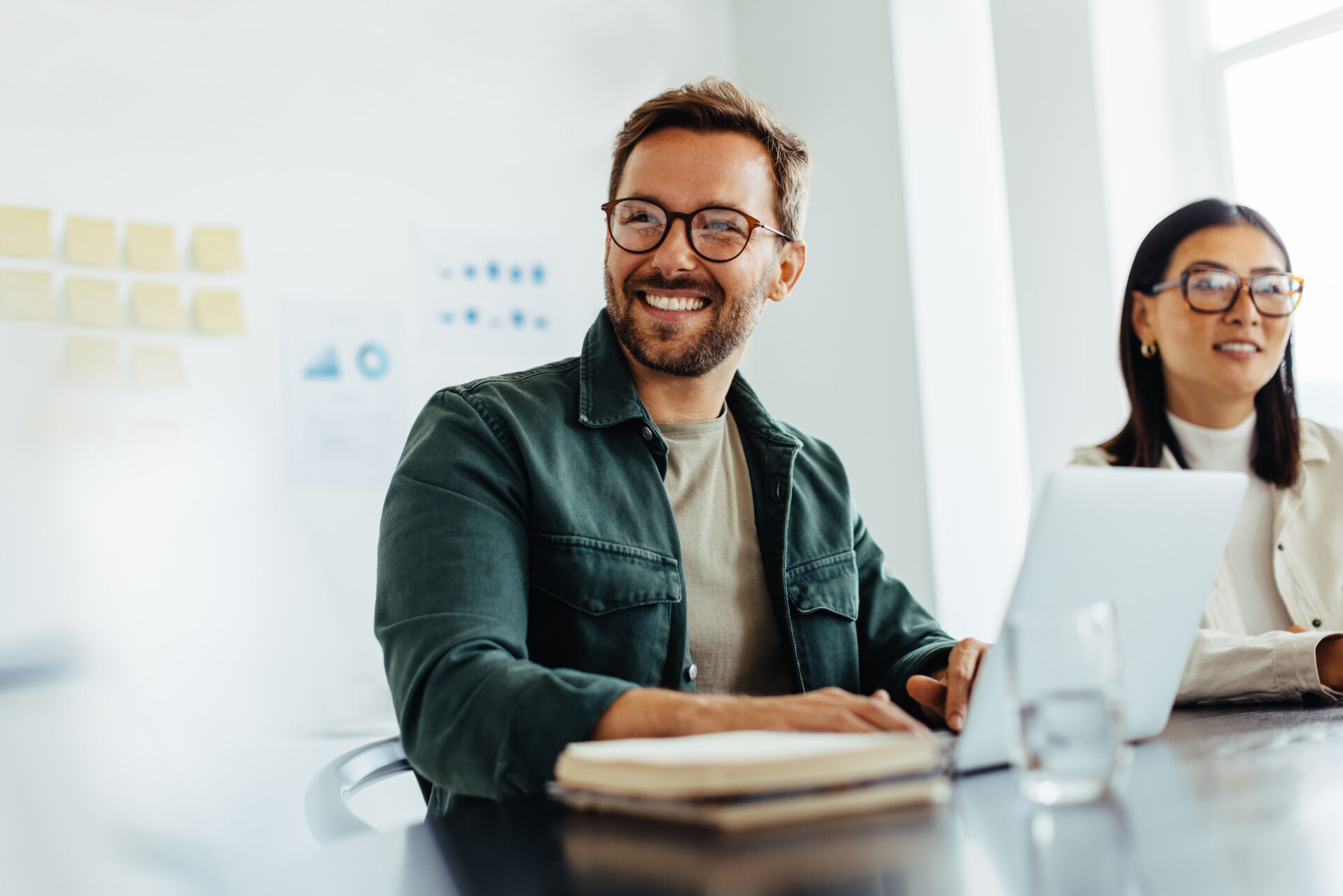Happy professional manages student loan debt stress-free