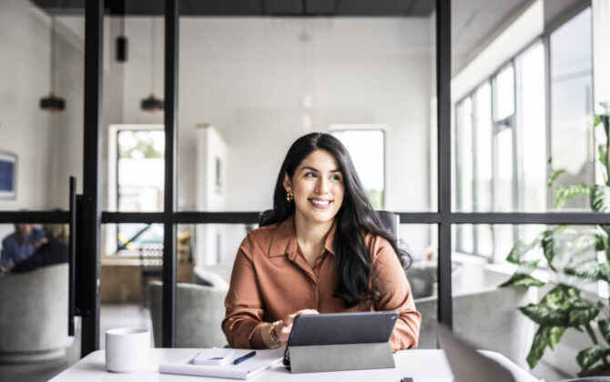 Businesswoman learns about different student loan assistance programs